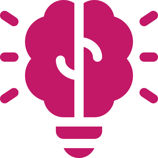 Light bulb and brain icon, symbolizing ideas and creativity. Relevant for discussions on innovation and problem-solving.